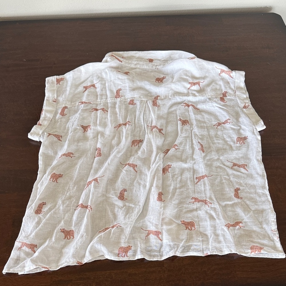 Rails White Leopard Print Short Sleeve Top - Picture 3 of 5